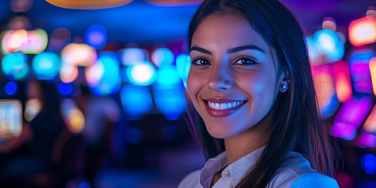 Kartu fitur 368mega dengan tema ungu neon